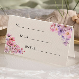 Asiento Moderna tarjeta de lugar Boda Beige-flor silvestre