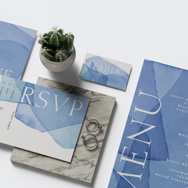 Asiento Modernas formas de acuarela Boda tarjeta de lugar (Subido por el creador)