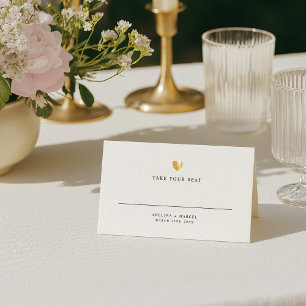 Asiento Moderno y elegante tarjeta de mesa Boda Gold Heart