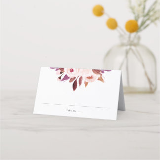 Asiento Púrpura acuarela Floral Boda tarjeta de plaza
