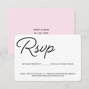 Asiento reservado para boda Chic negro y rosa RSVP