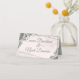 Asiento Rústico Boda de rosas blancas Tabla No. Tarjeta de