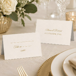 Asiento Tarjeta de Acompañamiento de Boda con Letra Dorada