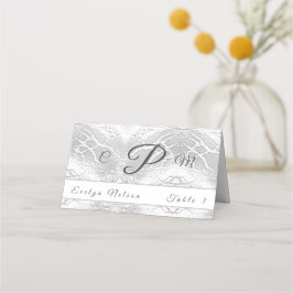 Asiento Tarjeta de agradecimiento a Faux-Satin Monogramed