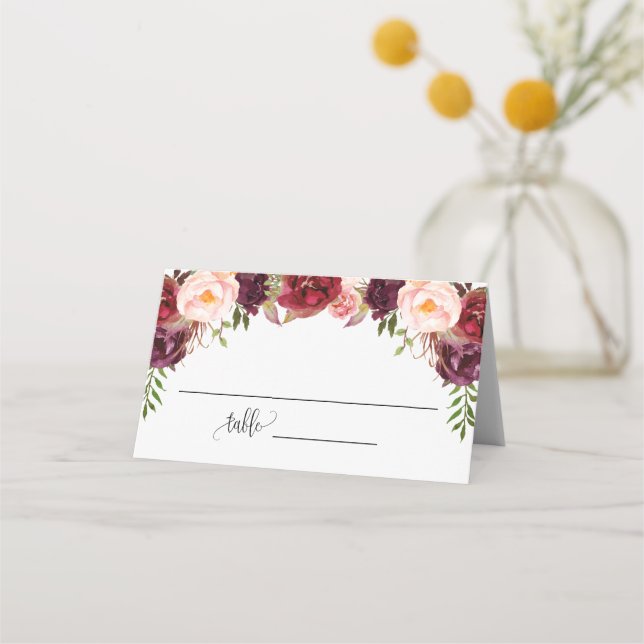 Asiento Tarjeta de Asientos de Boda con Flores Marsal Dobl (Anverso)