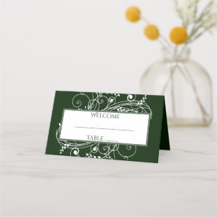 Asiento Tarjeta de bienvenida Emerald Green Flourish