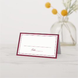 Asiento Tarjeta de boda con marco de borde rojo borgoña el