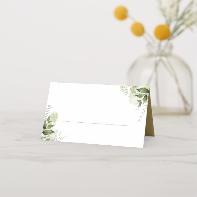 Asiento Tarjeta de Boda Dobleada de Oro Elegante con Veget (Anverso)
