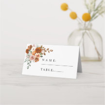 Tarjeta de Boda Floral Naranja Quemada Terracota