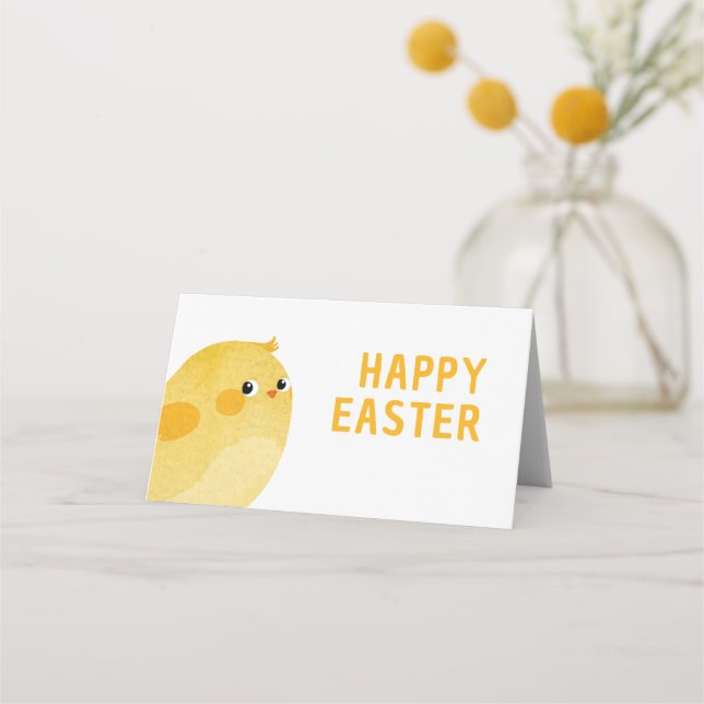 Asiento Tarjeta de buffet de Pascua feliz con pollito (Anverso)