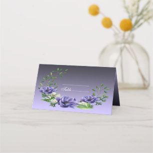 Asiento Tarjeta de colocación de flores púrpura acuarela