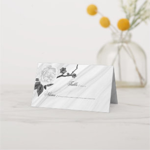 Asiento tarjeta de colocación de mármol floral en blanco y