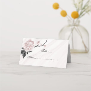 Asiento tarjeta de colocación de mármol floral negro y ros