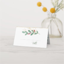 Tarjeta de Greenery Foliage Red Berry Place
