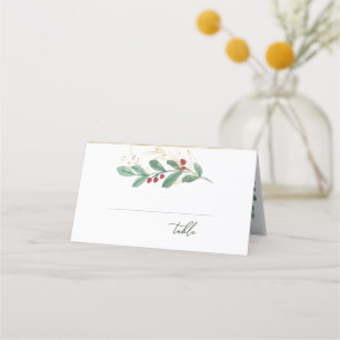 Asiento Tarjeta de Greenery Foliage Red Berry Place