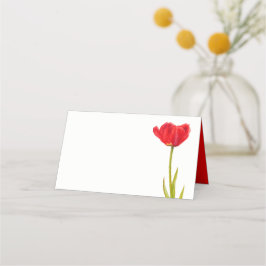 Asiento Tarjeta de invitado de arte de tulipán rojo acuarc