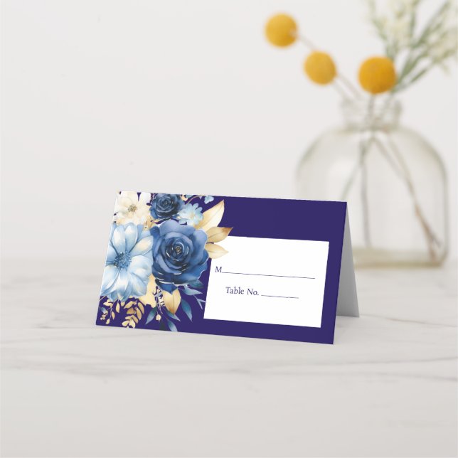 Asiento Tarjeta de invitado Navy Blue Place Tabla de respu (Anverso)