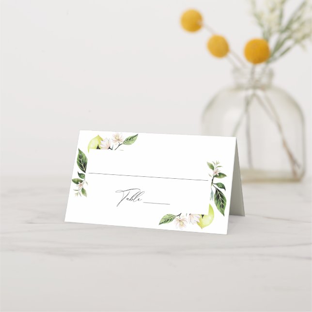 Asiento Tarjeta de lugar Boda de lemones botánicos (Anverso)