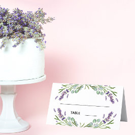 Asiento Tarjeta de lugar boda Lavender eucalipto verde
