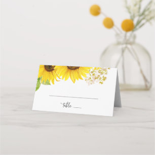 Asiento Tarjeta de lugar Boda plegado de girasol campestre