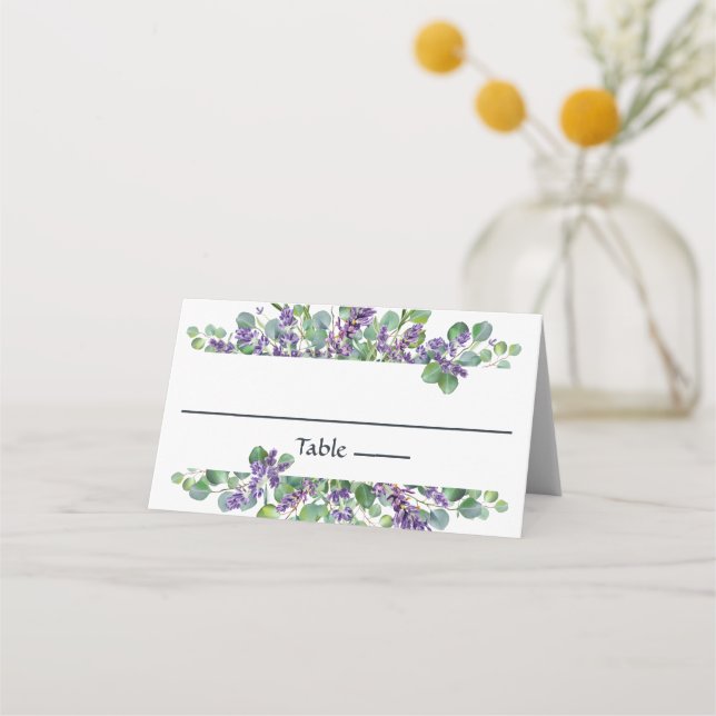 Asiento Tarjeta de lugar botánico de lavanda eucalipto par (Anverso)