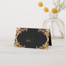 Tarjeta de lugar con marco de oro elegante