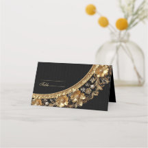 Tarjeta de lugar con marco dorado ornamentado