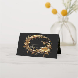 Asiento Tarjeta de lugar con marco ornamental floral dorad