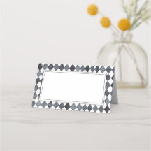 Tarjeta de lugar con patrón de diamantes en blanco