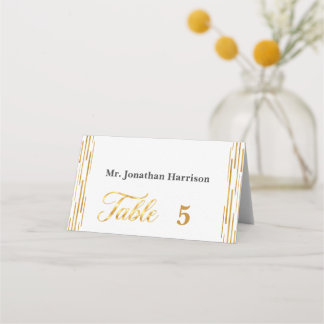 Asiento Tarjeta de lugar corporativa de oro blanco con art