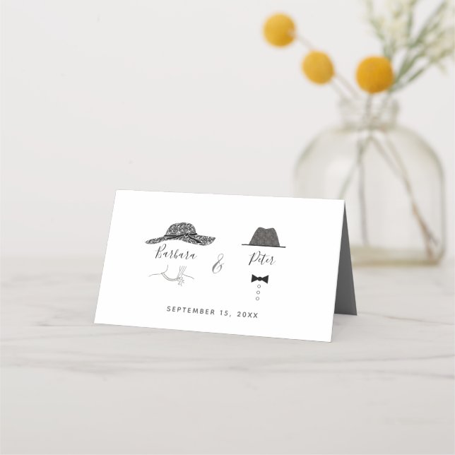 Asiento Tarjeta de lugar de boda Art Deco (Reverso)