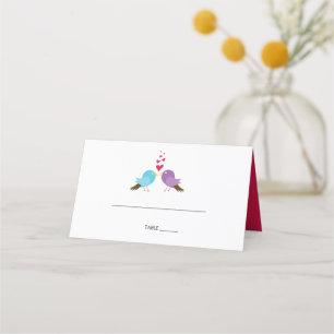 Asiento Tarjeta de lugar de Boda Aves y Corazones