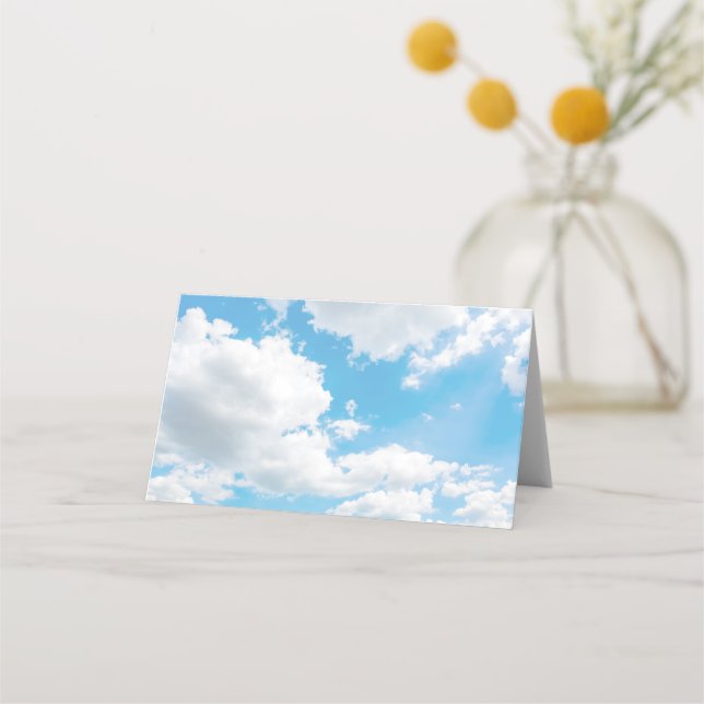Asiento Tarjeta de lugar de boda azul Cloud 9 (Anverso)
