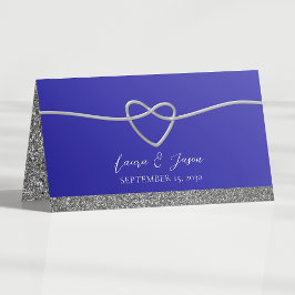 Asiento Tarjeta de lugar de boda azul real elegante