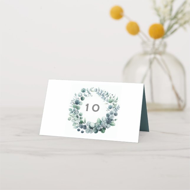 Asiento Tarjeta de lugar de boda botánico de eucalipto (Reverso)