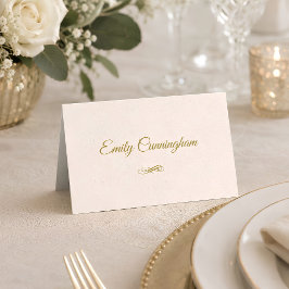 Asiento Tarjeta de lugar de boda con escritura dorada eleg