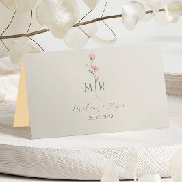 Asiento Tarjeta de lugar de boda con flores silvestres chi