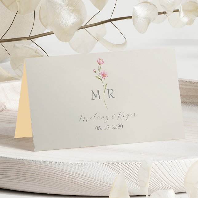 Asiento Tarjeta de lugar de boda con flores silvestres chi (Subido por el creador)