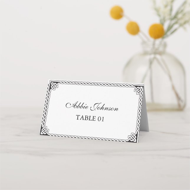 Asiento Tarjeta de lugar de boda con marco de borde celta (Anverso)