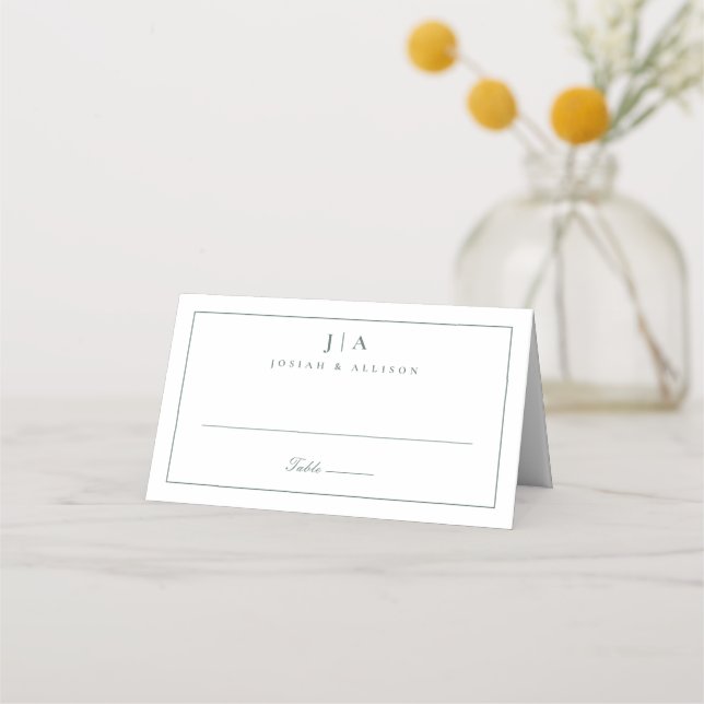 Asiento Tarjeta de lugar de boda con monograma clásico (Anverso)