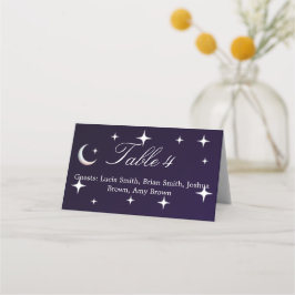 Asiento Tarjeta de lugar de boda con tema nocturno