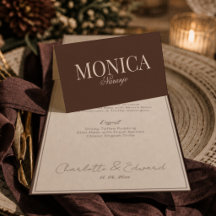 Tarjeta de lugar de boda de color marrón chocolate