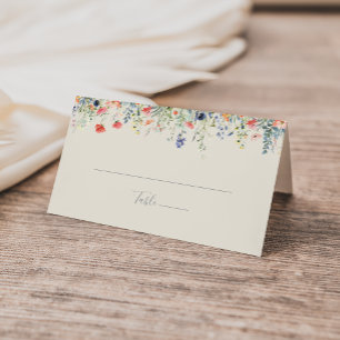 Asiento Tarjeta de lugar de Boda de flores silvestres mult