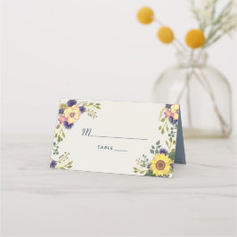 Asiento Tarjeta de lugar de boda de girasol