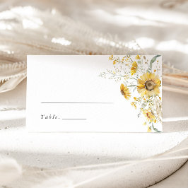 Asiento Tarjeta de lugar de boda de girasol de flor silves
