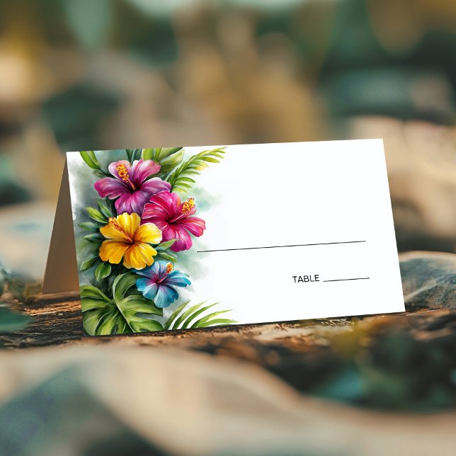 Asiento Tarjeta de lugar de boda de Hibisco Tropical (Subido por el creador)