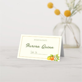 Asiento Tarjeta de lugar de boda de Naranja y Limón de Jar