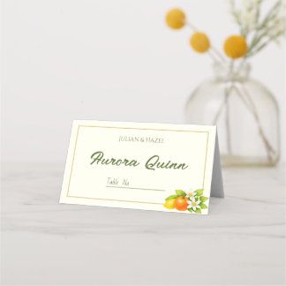 Asiento Tarjeta de lugar de boda de Naranja y Limón de Jar