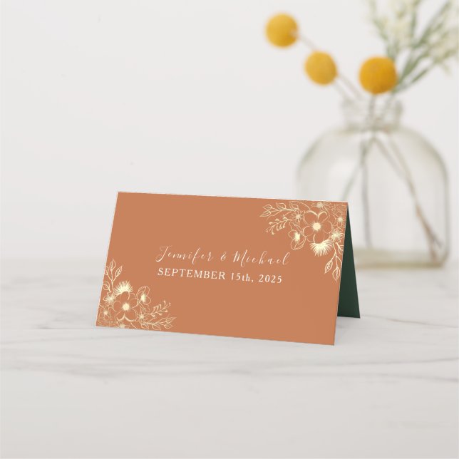 Asiento Tarjeta de lugar de boda de oro elegante (Reverso)