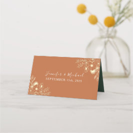Asiento Tarjeta de lugar de boda de oro elegante